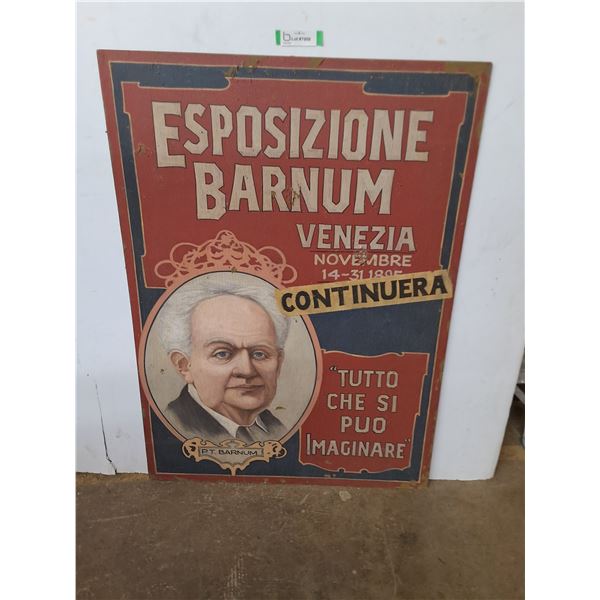 * Antique Wooden PT Barnum Circus Billboard (Spanish) - 29x40" - Pickup Only