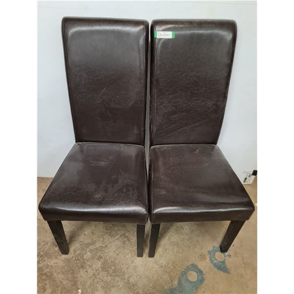 * (2) Faux Leather High-Back Dining Chairs - 18" Wide x 42" Back - Pickup Only