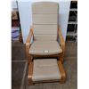 Image 1 : * Wood Framed Chair/Footstool Set w/Camel Color Cushions - Chair 27" Wide x 42" High - Pickup Only