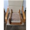 Image 3 : * Wood Framed Chair/Footstool Set w/Camel Color Cushions - Chair 27" Wide x 42" High - Pickup Only