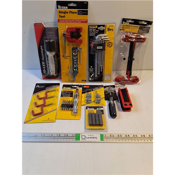 T-Handle Hex Key Set,Single Flare Tool,Flashlight and more as pictured