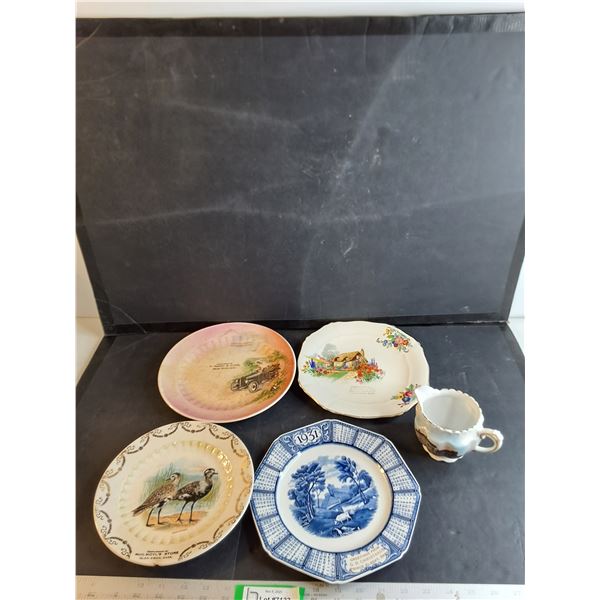 (4) Assorted 8" China Plates/ Creamer