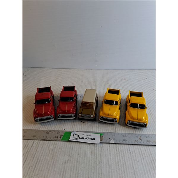 (4) Toy Trucks 5"/ Tonka Van 3.5"
