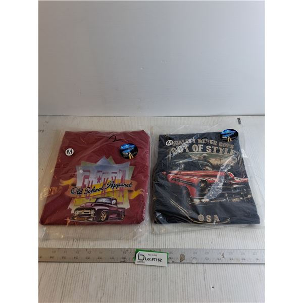 (2) Size Medium T-Shirts Of Cars - Sealed In Plastic