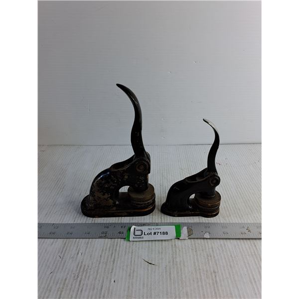 (2) Seal Embossers 6", 8" - Made Of Heavy Metal
