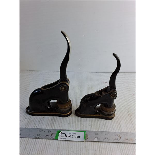 (2) Seal Embossers - 8", 10" - Made Of Heavy Metal