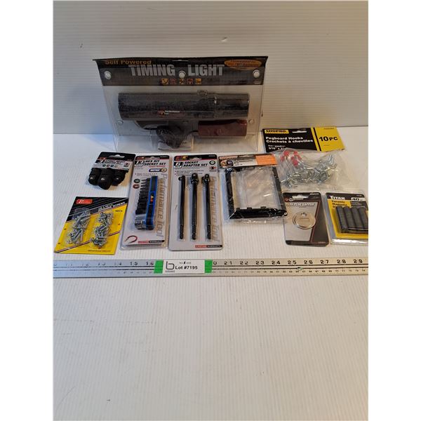 Timing Light,Socket Set,Adapter Set,Pegboard Hooks,Impact Adapter Set and Misc. Hardware
