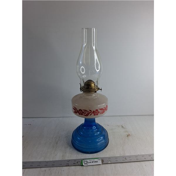 Queen Anne Kerosene Oil Lamp 11" Tall/ With Glass Globe 18" Tall