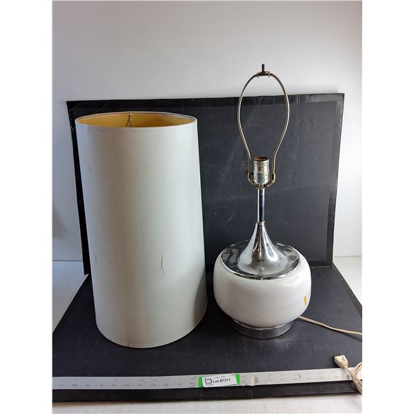 Mid Century Table Lamp With Shade (Powers On)  23" Tall/ Shade 19" Tall/ Bulb Not Included