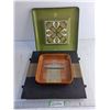 Image 1 : (2) Serving Trays/ Melamine Green One 12" x 12"/ Brown One 13" x 13"
