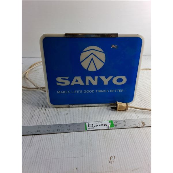 "Sanyo" Light Up Wall Or Table Top Display Electrical Sign (Powers On) 11" x 9")