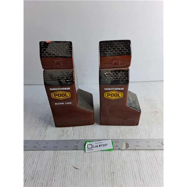 (2) Glass Grain Elevator Bottles