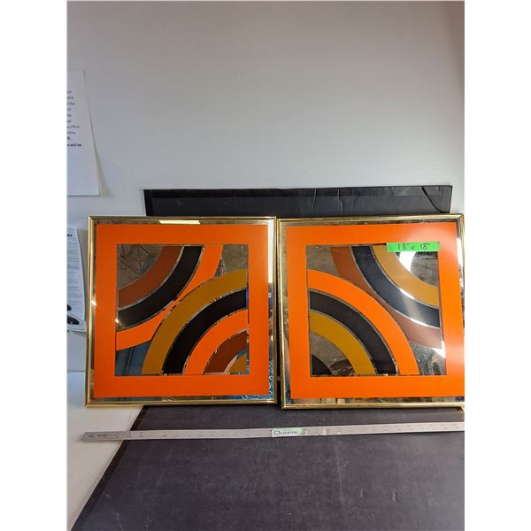 (2) Mirrored Design Pictures 18" x 18"