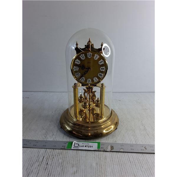 Brass Anniversary Mantle Clock With Glass Dome 12"