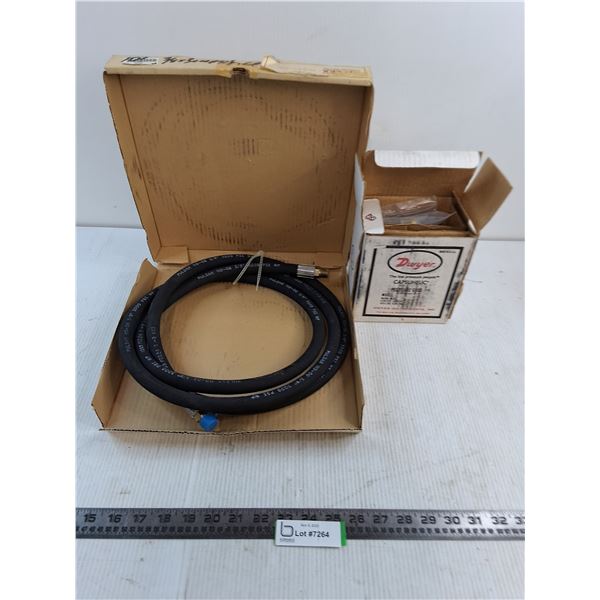 NOS Pulsar 3/8" 3000 PSI Hose - Approx 6' Length, NOS Dwyer Capsuhelic Pressure Gage
