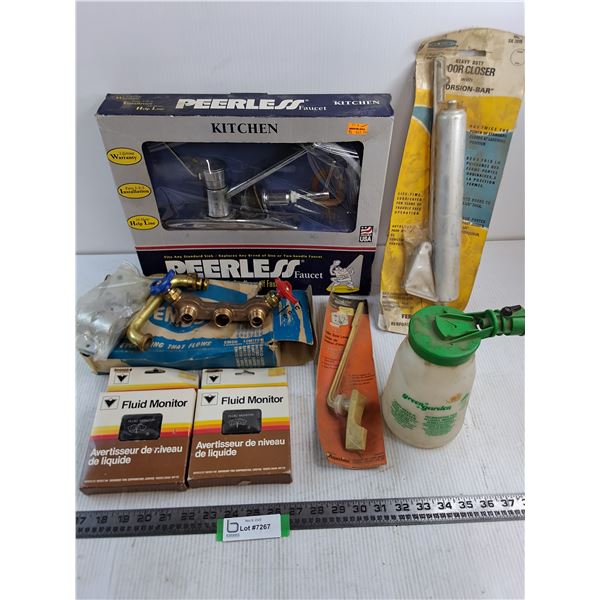 Peerless Kitchen Faucet, 3-Way Water Valve, Fluid Monitors, Door Closer, Toilet Lever - Some is NOS