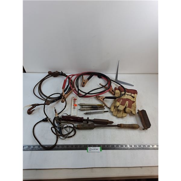 Tow Rope, Jumper Cables, Soldering Irons - All Untested, Tips, Metal Work Tools, Gloves