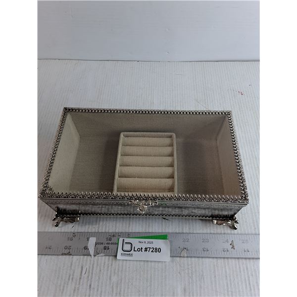 Glass And Silver Colored "Nicole Miller" Jewelry Box - 9" x 5" x 3"