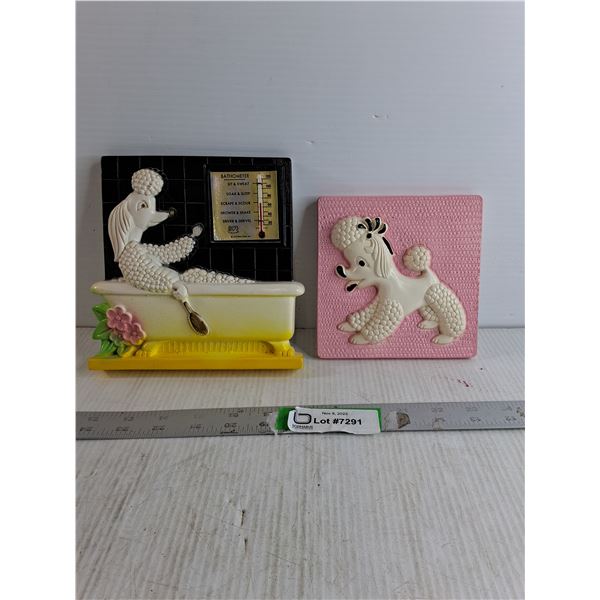 1972 Miller Studio Chalkware Poodle/  1973 Miller Studio Chalkware Thermometer