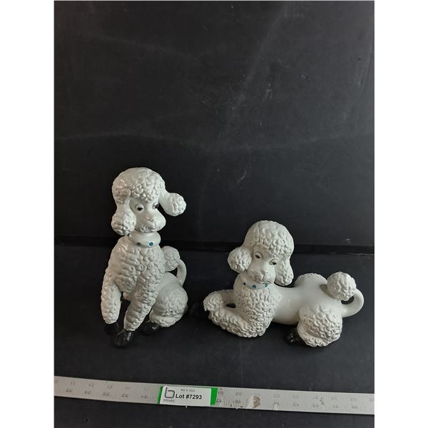 (2) Vintage Ceramic Poodle Figurines 11"