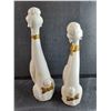 Image 2 : (2) Vintage MCM White Ceramic Poodle Figurines 13" And 15" Tall