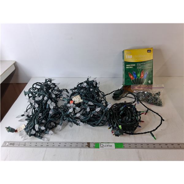 (3) Strands of Christmas Lights- Power On & Replacement Bulbs