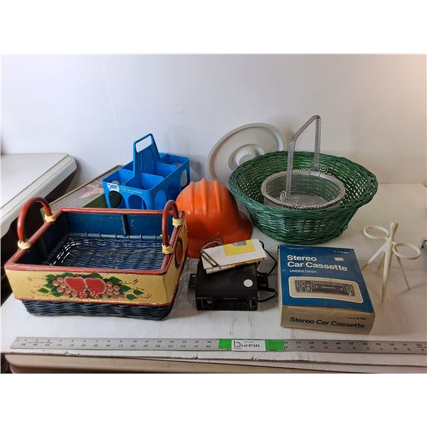 Baskets, Hard Hat, Stereo Car Cassette Player, Misc. Cannot Ship