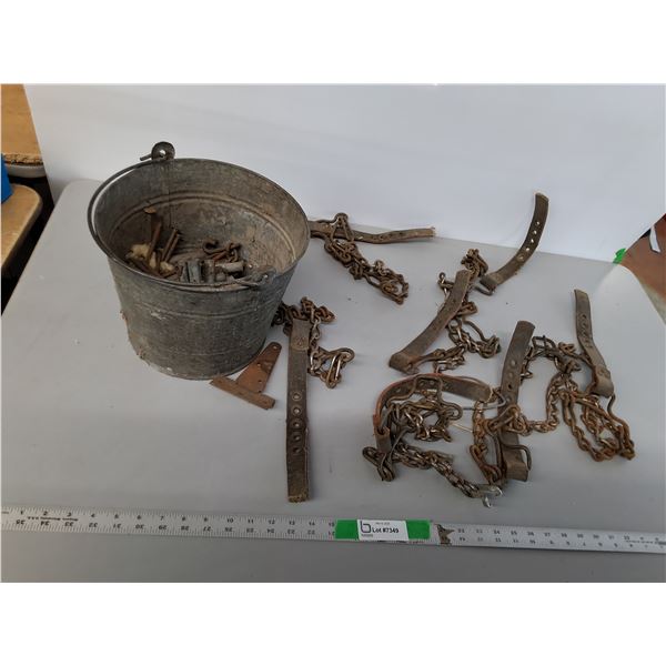 Galvanized Pail, Tire Chains, Misc.