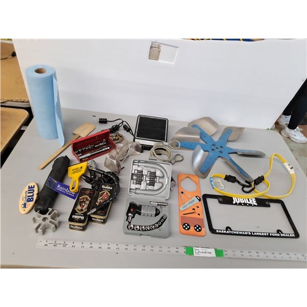 Shop Towels, Ratchet Screwdriver/Socket Set, Safety Glasses, Misc.