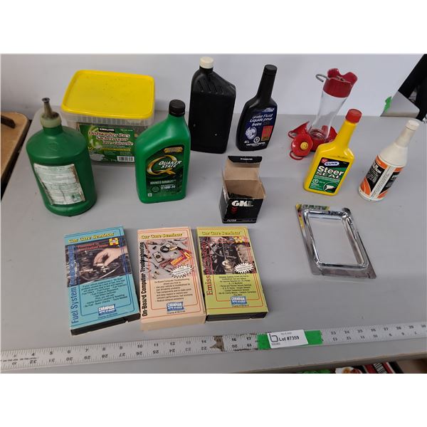 Glass Hummingbird Feeder, (3) Car Care Seminar VHS, SAE 10W-30 Motor Oil. Misc. Cannot Ship
