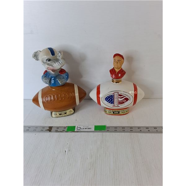 (2) Kentucky Sport Themed Whiskey Bottles Up to 9.5" Tall