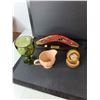 Image 3 : Handpainted Boomerang, Curious George Cup, Avon Bath Oil Decanter, Misc.