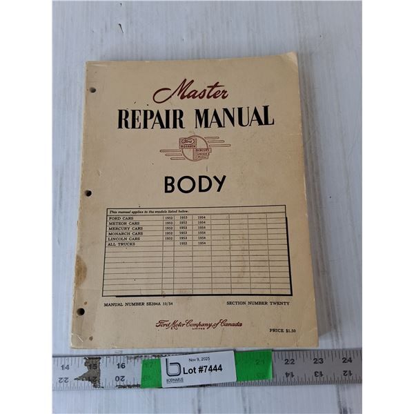 1952-54 Mercury/ Ford /Monarch/ Lincoln/ Meteor Repair Manual