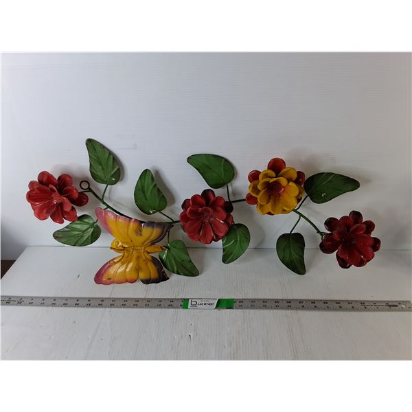 Flower and Butterfly Metal Wall Ornament 30", Pickup Preferred
