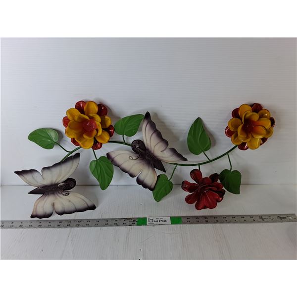 Butterfly and Flower Metal Wall Ornament 28", Pickup Preferred
