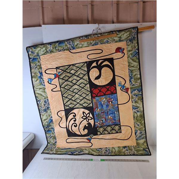 Japanese Style Decorative Quilt Approx. 45" x 40", Pickup Preferred