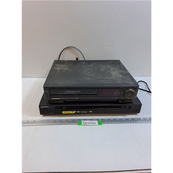 VHS Player & DVD Player - Both Power On, As Is