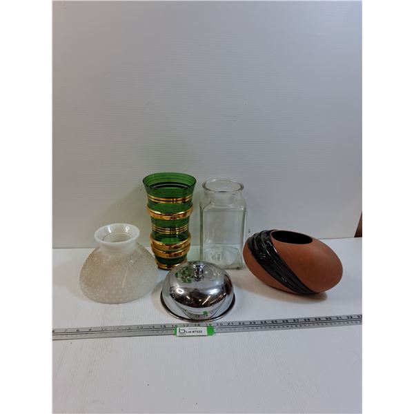 Green and Gold Vase, Lampshade, Vases