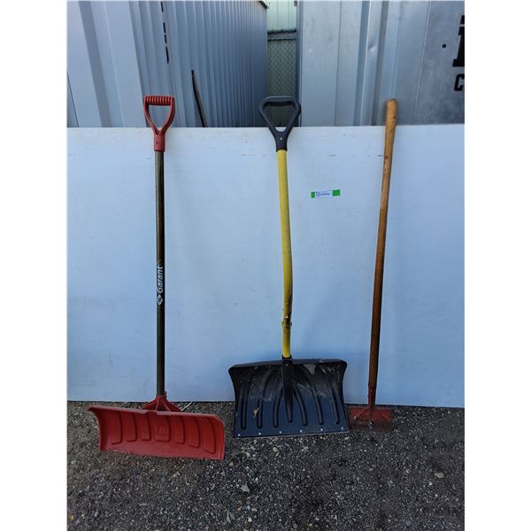 **(2) Plastic Snow Shovels & Ice Scraper Up to 56" Tall, Cannot Ship