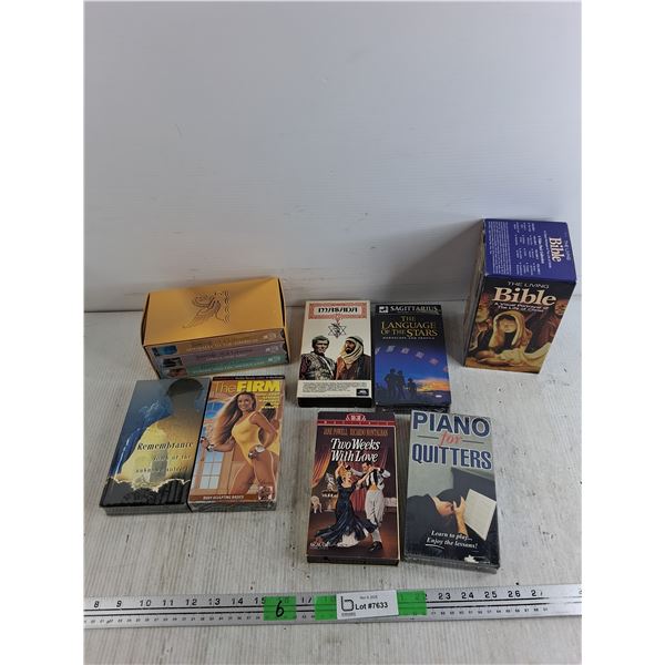 Various VHS Movies - The Living Bible, TheFirm, Piano for Quitters