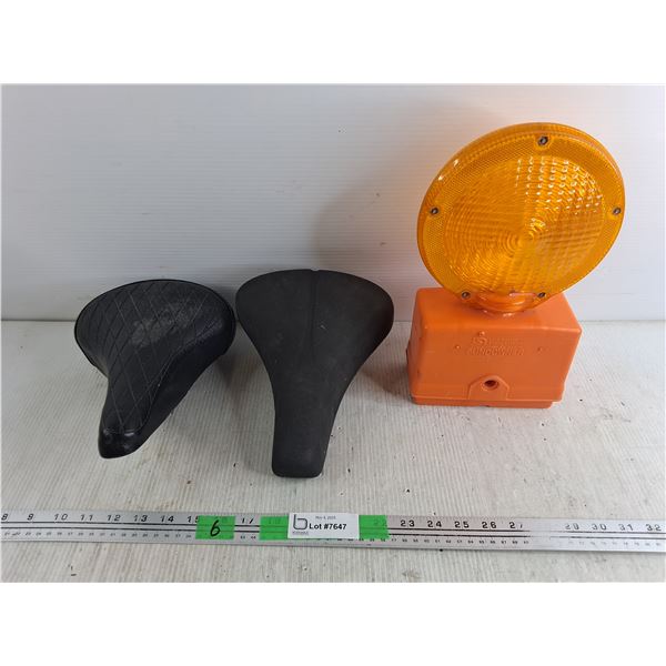 (2)  Bicycle Saddles, Amber Emergency Light - As Is