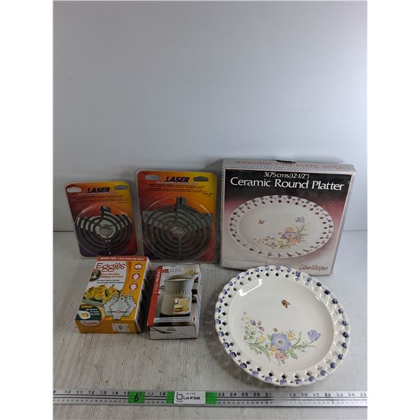 Electric Burners, Aggies, Butter Warmer, Ceramic Round Platter