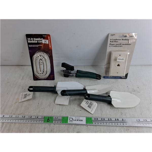 Trowels, Can Opener, 25ft Handset Modular Cord, 8 Conductor Modular Wall Plate