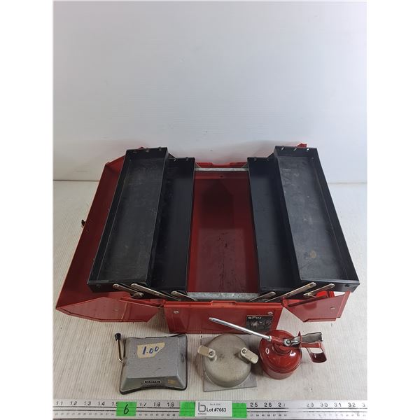 Tool Box 16" x 9" x 9", Oil Can, Misc