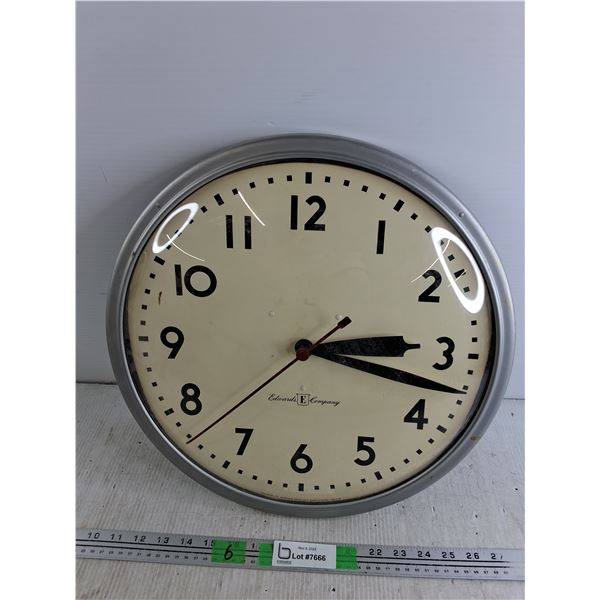 Edward's Company Electric Wall Clock 16", Needs Repair - As Is