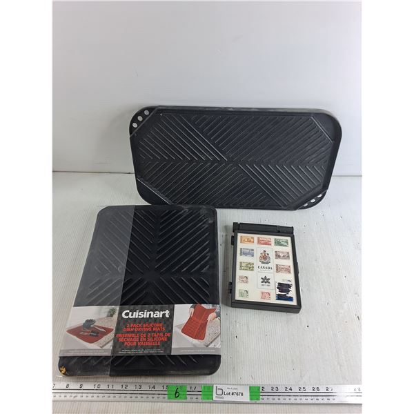 Cuisinart 2 Pack Silicone Dish Drying Mats, Grilling Tray 19" x 11", Empty Centennial Issue Case