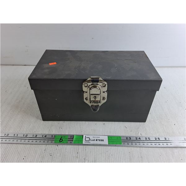 Vintage Metal Cash/ Security Box 6" x 12" x 7" , No Key