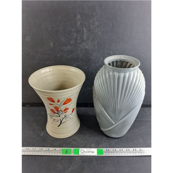 (2) Ceramic Vases, 10" & 13", Cannot Ship