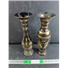 Image 1 : (2) 13" Brass Plated Metal Vases