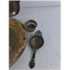 Image 5 : Rectangular Metal Serving Tray 15" x 9", Embossed Silver Tone & Decorative Tin Plates, Tea Strainers